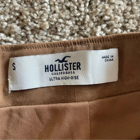 70s Vibe Hollister Ultra High Rise Faux Suede Mini Skirt Women’s S Brown Belted - Picture 2 of 11